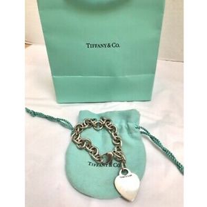 TiffanyHeavy Sterling Silver Heart Tag Bracelet